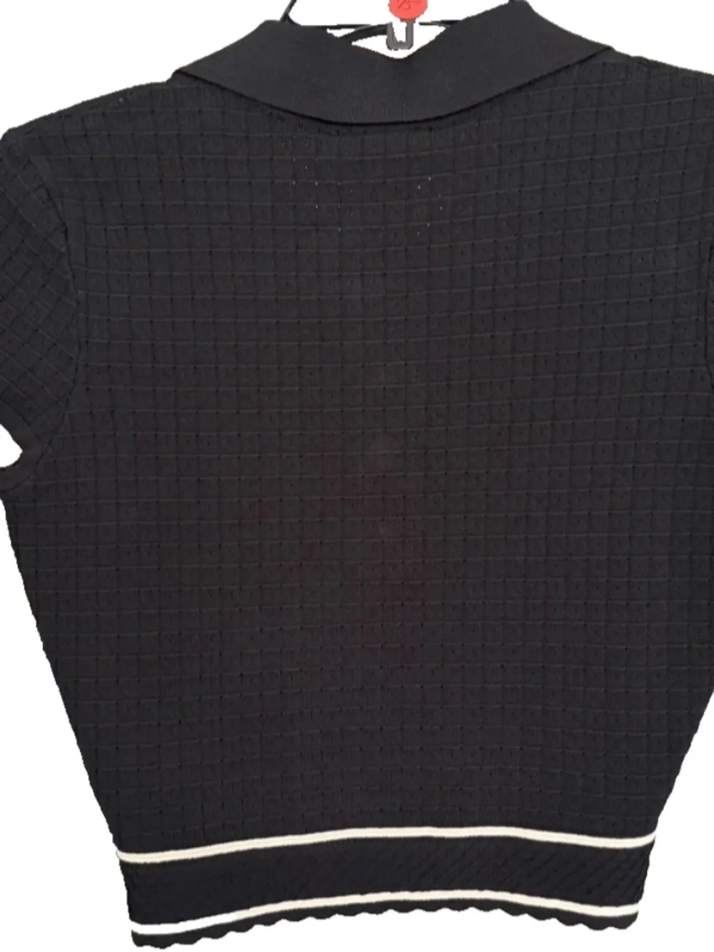 NEW House of Harlow 1960 2 Pc. Knit Set polo top Mini Skirt Black White Small